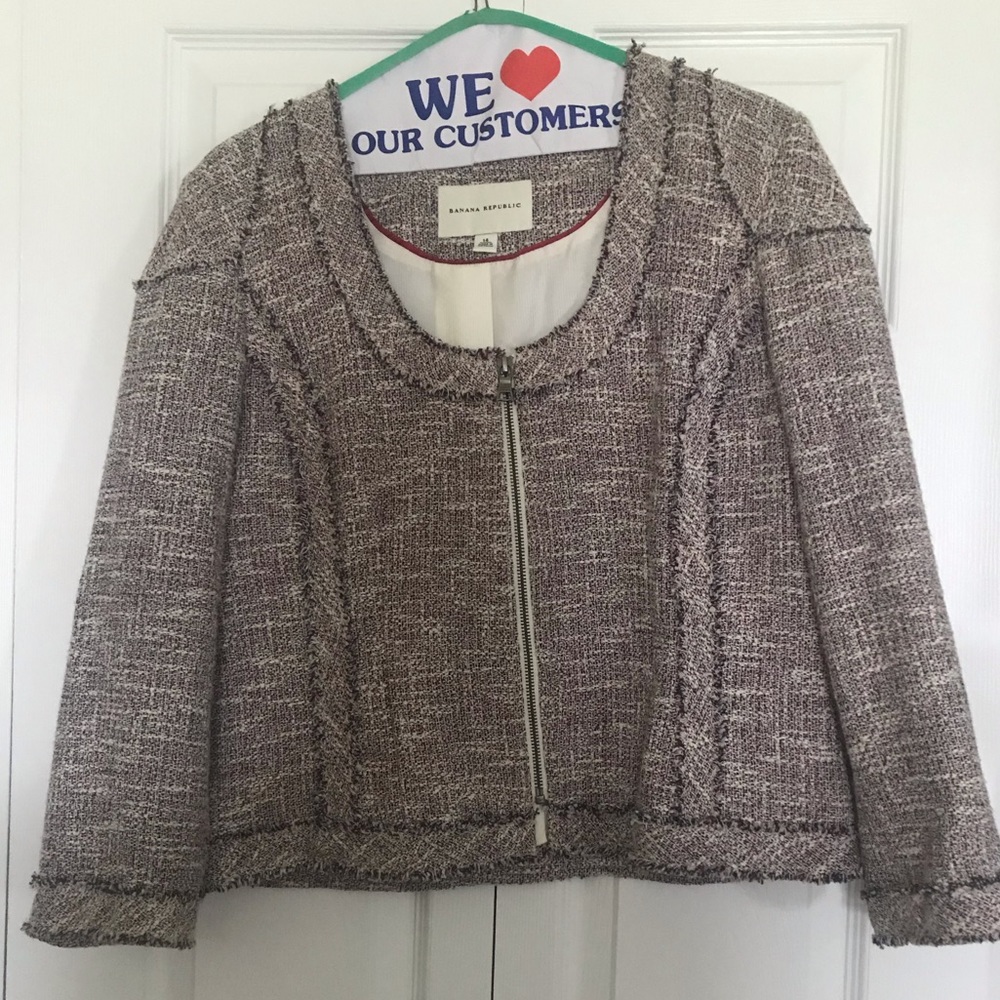 Banana Republic tweed zip jacket